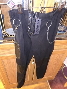S. the Widow Black Stud & Chain High-Waist Skinny Pants